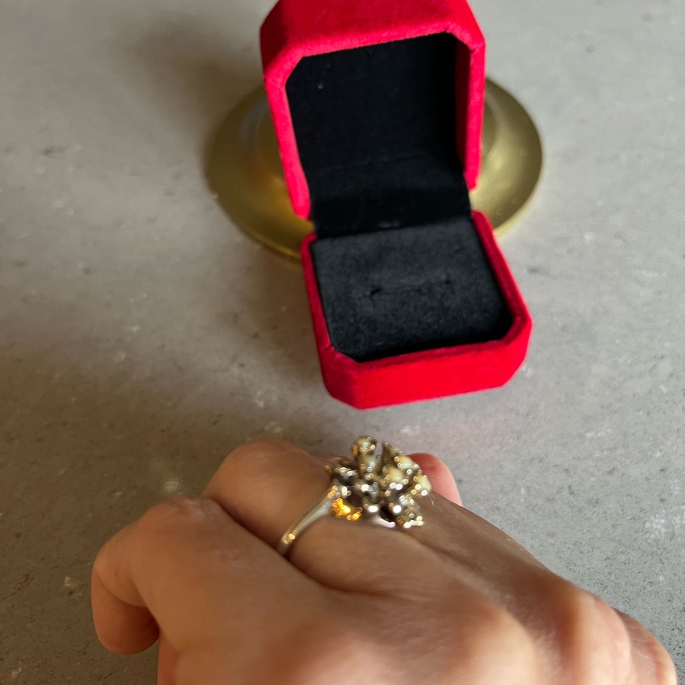 Vintage 18K Seed Pearl Cluster Ring 18K GF 60s-70s size 7 - Picture 11 of 11